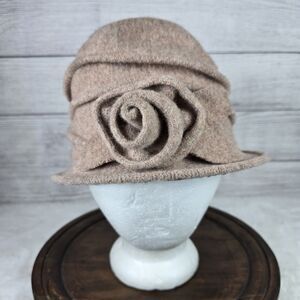 Scala Handmade Women's Knit Stacked Hat Tan Size OS 100% Wool Rose